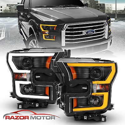 Switchback LED Bar 2015 17 Black Projector Headlights Pair For Ford F150 F 150 $283.85