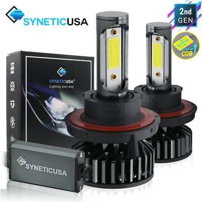 #ad Syneticusa 2X 9008 H13 COB LED Headlight Kit High Low Beams 6000K White Bulbs $27.86
