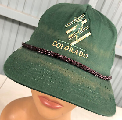 #ad Colorado Ski Resort VTG Rope Front Discolored Strapback Baseball Cap Hat $12.37