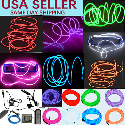 #ad Neon LED Light Glow EL Wire String Strip Rope Tube Decor Car Party Controller $6.95