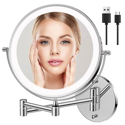 #ad Rechargeable Wall Mounted Makeup Mirror with Lights 1X10X Wall Mount Lighted... $66.22