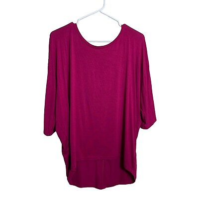 #ad Tahari Blouse Women#x27;s Large Pink Dolman Sleeve Cold Shoulder Open Shirt $5.85