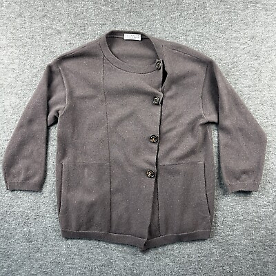 #ad Brunello Cucinelli Cashmere Sweater Snap Button Brown Womens XS $99.95