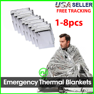 1 8 Emergency BLANKET Thermal Survival Safety Insulating Mylar Heat 84quot; X52quot; $6.59