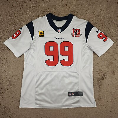 JJ Watt #99 Nike Jersey 52 White Texans 2012 10 Years Embroidered Patches *Read $49.99