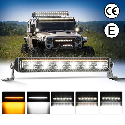 #ad AUXBEAM 12quot; 68W LED Work Light Bar Whiteamp;Amber DRL Offroad Truck Driving Lamp $109.89
