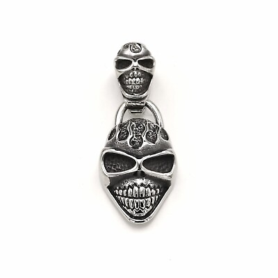 #ad Stainless Steel 316 Oxidized Skull Pendant No Tarnish lifetime $5.00