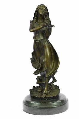#ad Original 10.5quot; Tall Flower Girl By Italian Artist Mavchi Bronze Sculpture Gift $139.65