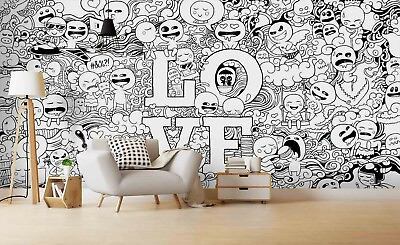 #ad 3D Love Graffiti Wallpaper Wall Mural Removable Self adhesive 295 AU $349.99
