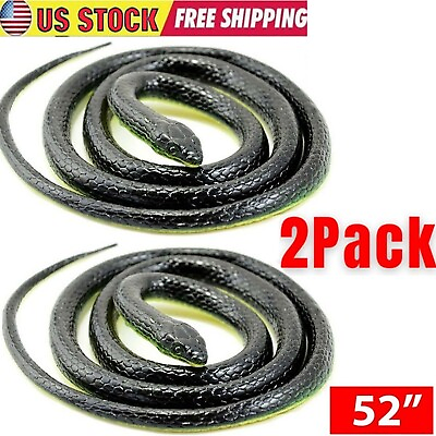 #ad 2 PACK 52quot; Fake Realistic Snake Lifelike Scary Rubber Toy Prank Party Joke $12.79