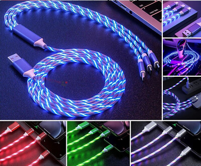 #ad 3 in 1 LED Fast Charging Cable Adapter For iPhone Micro USB Type C Charger Cord $4.65