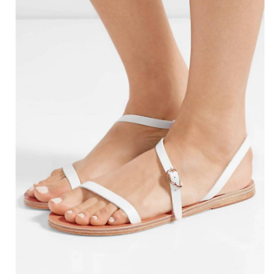 #ad NEW Ancient Greek Sandals Niove Off White Leather Strappy Flats Sz 36 6 US $127.50