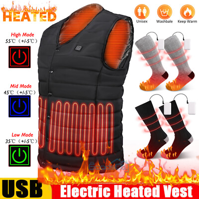 #ad USB Electric Heated Vest Winter Electric Heated Socks With 2200mAh Battery Pack $31.31