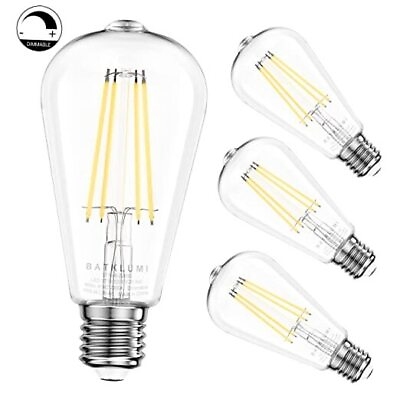 #ad LED Edison Bulbs Light: Dimmable 8W 4 Count Pack of 1 4000k Neutral White $33.29