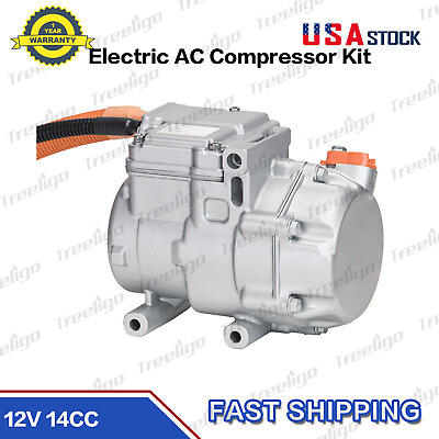 #ad 12V Electric AC Compressor Kit Air Conditioning for Auto Car Truck Bus Boat 14CC $539.99