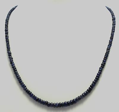 #ad Sapphire Necklace Precious Stone Rondelle Blue 925 Silver Carabiner Approx. $143.15