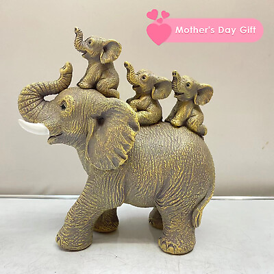#ad Adorable Elephant w 3 Calves Statue Unique Home Decoration Mother#x27;s Day Gift $25.98