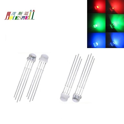 #ad 5mm 4Pin RGB LED Tri Color Straw hat Clear Diffused Common Anode Cathode Leds $60.00