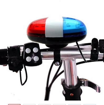 #ad Bicycle Accessories 6 LED 4 Tone Sounds Bicycles Bell Police Light Electronic $9.65