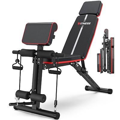 #ad Weight Bench Adjustable Foldable Strength Training Full Body Workout Incline Gym $129.99