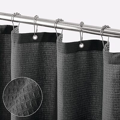 #ad mDesign Waffle Knit Shower Curtain Long Cotton Blend Bathroom Shower Curtain $36.46