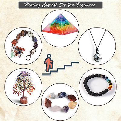 #ad Chakra Crystal Kit For Beginners Reiki Healing Stone Meditation Set Xmas Gift $100.99