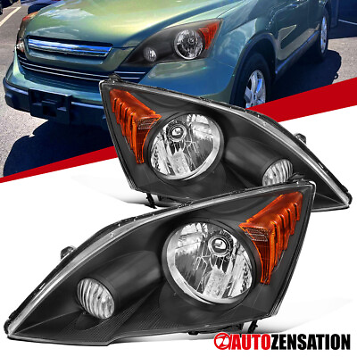 #ad Black Fit 2007 2011 Honda CR V Headlights Lamps Replacement Assembly LeftRight $114.99