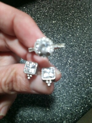 #ad Judith Ripka Sterling Silver Stud Earrings Sterling Designer Ring Please... $90.00