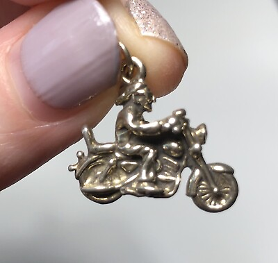 #ad Sterling silver 3 D Motorcycle￼ Charm. $16.11