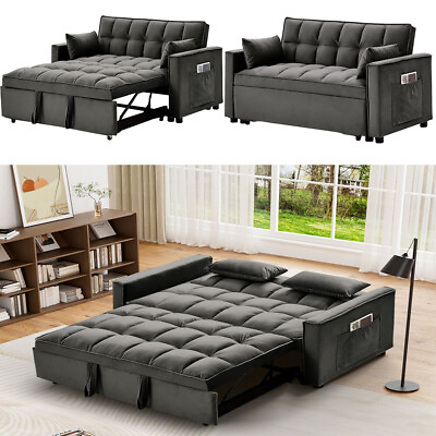 #ad Modern Convertible Comfy Velvet Sleeper Sofa 3 in 1 Pull Out Bed Folding Sofa $358.99
