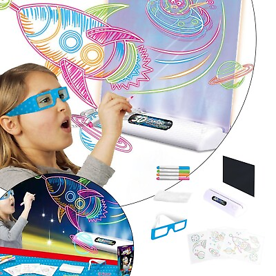 #ad Pad Deluxe Light Up LED Drawing Tablet With Extras Includes Wipe Board Cloth 3D $14.62