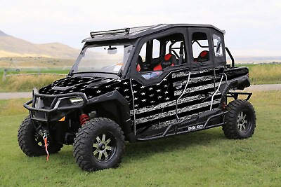#ad 2021 CURRENT Polaris General 1000 4 GRAPHIC GLOSS WRAP GRAY DISTRESSED FLAG KIT $539.99