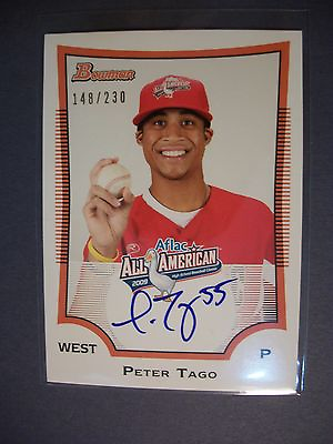 #ad PETER TAGO 2009 Bowman Aflac All American AUTO ##x27;d 230 RC issued in 2010 Draft $6.42