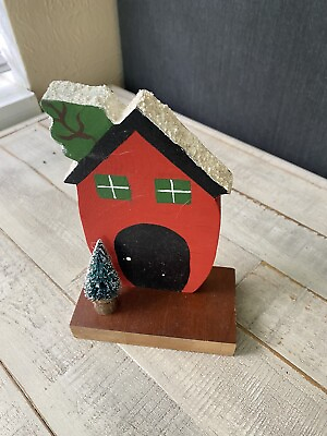 #ad Christmas decoration Snow House Wood Handmade $8.99