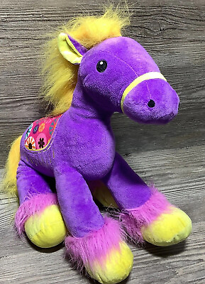 #ad 39 x 49cm Large Purple Pony Horse Floral Saddle Design Soft Plush Stuffed Toy AU $29.95