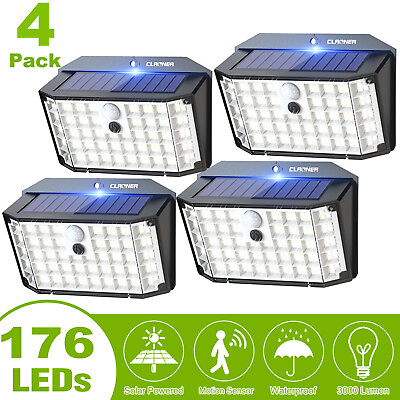 #ad 4 Pack 176 LED Solar Lights Outdoor PIR Motion Sensor Garden Security Wall Lamps $21.99