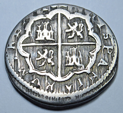 #ad 1627 Spanish Silver 1 Reales Genuine Antique 1600#x27;s Colonial Cross Pirate Coin $125.00