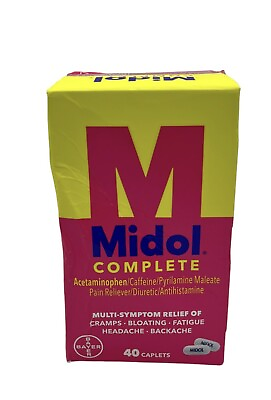 #ad MIDOL Complete Symptom Relief of Cramps Bloating Fatigue 40 Caps EXP 03 25 $11.99
