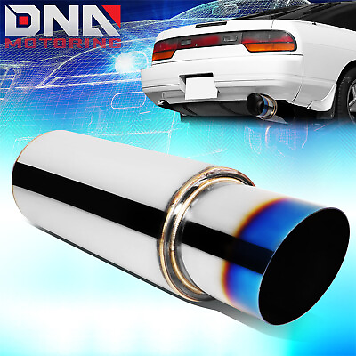 #ad 2.5quot; Inlet 4quot; Outlet Stainless Steel Diagonal Cut Exhaust Muffler Blue Burnt Tip $32.28