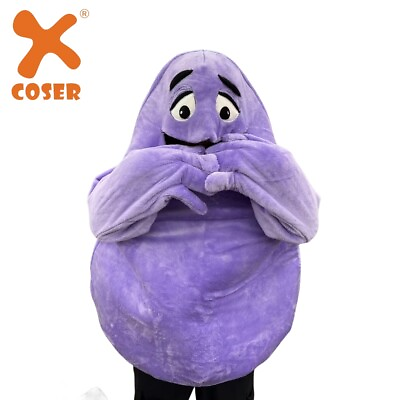 #ad Adult Kids Purple Grimace Monster Mascot Costume Cartoon Cosplay Props Halloween $56.99
