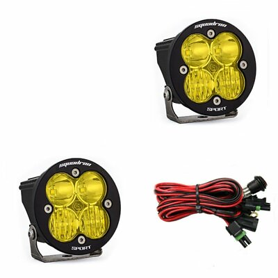 #ad Baja Designs Squadron Round Sport Amber Driving Combo LED Lights With Harness $260.95