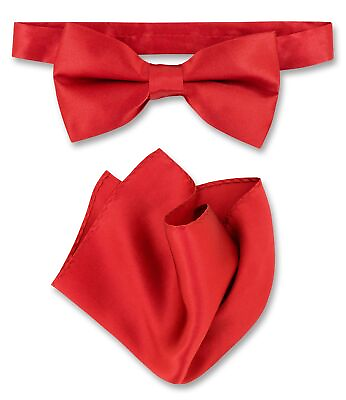 #ad Biagio 100% Silk BowTie Solid Dark Red Color Mens Bow Tie and Handkerchief $15.95