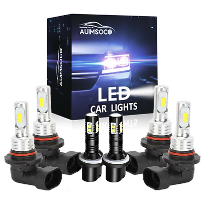 #ad For GMC Sierra Yukon XL 1500 2500 6X 6000K LED Headlights Fog Light Bulbs QSB $38.99