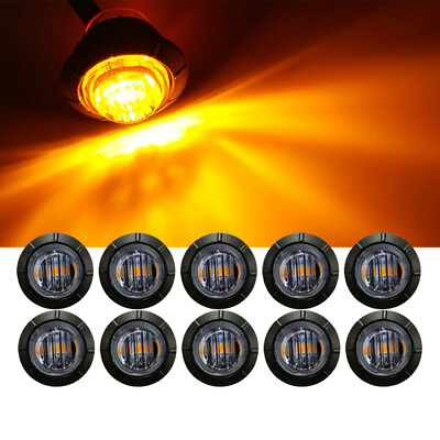 10X Smoke Marker Side Round lights Amber 3 4quot; Bullet Light for Trailer Truck LED $11.99