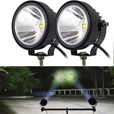 Pair 4 inch 30W Round LED Work Lights Bumper Driving Pods Spot Off road ATV SUV $33.86