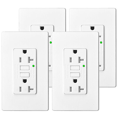 #ad 20A Amp GFCI Outlet GFI AC Receptacles LED Indicator with Wall Covers ETL 4 Pack $50.85