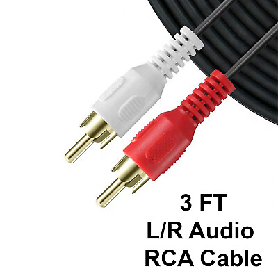 #ad SatelliteSale 2 Male to 2 Male RCA Audio Stereo Composite Cable Black 3 feet $5.35