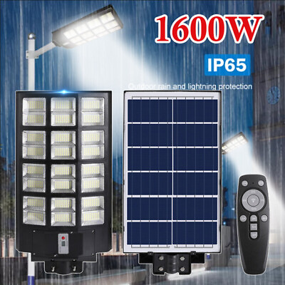 #ad 99000000000lm LED Street Light Solar Power Outdoor 1600W Garden Parking Lot Lamp $129.29