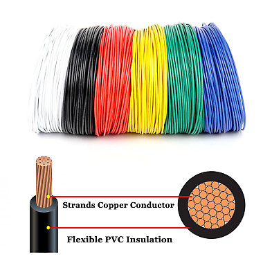 #ad 14 16 18 20 22 Ga Gauge Stranded Copper Primary Wire Lot Low Voltage Power Cable $17.09