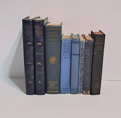 #ad 8 Vintage Antique Books For Decorative Home Library Display Prop Blue $29.95